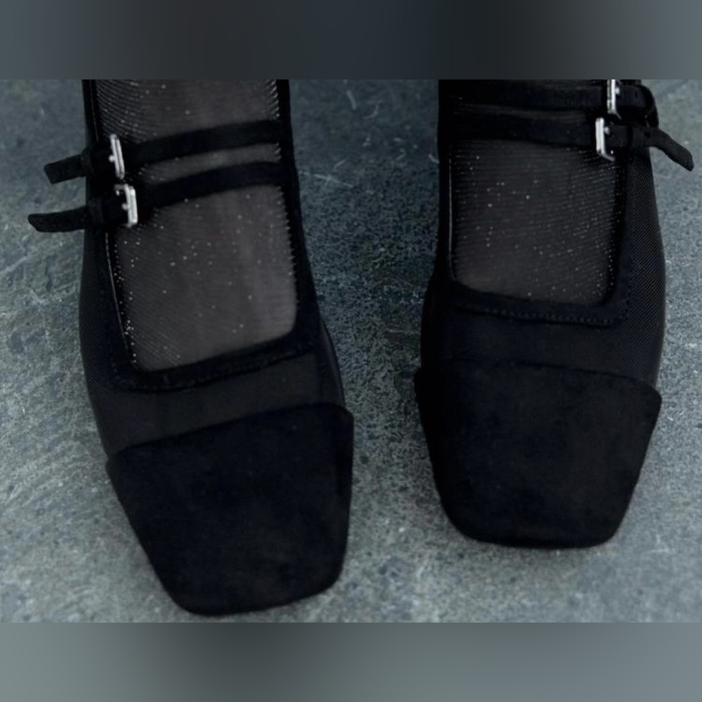 Zara Black Flats with Sheer Detail - Picture 7 of 13